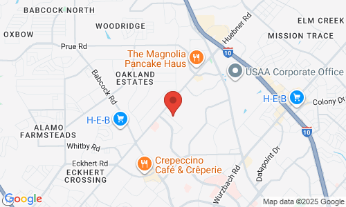 Google map image of our location in 9502 Huebner Rd Ste 301 San Antonio, TX